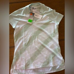 Adidas Light Green and White Polo Shirt